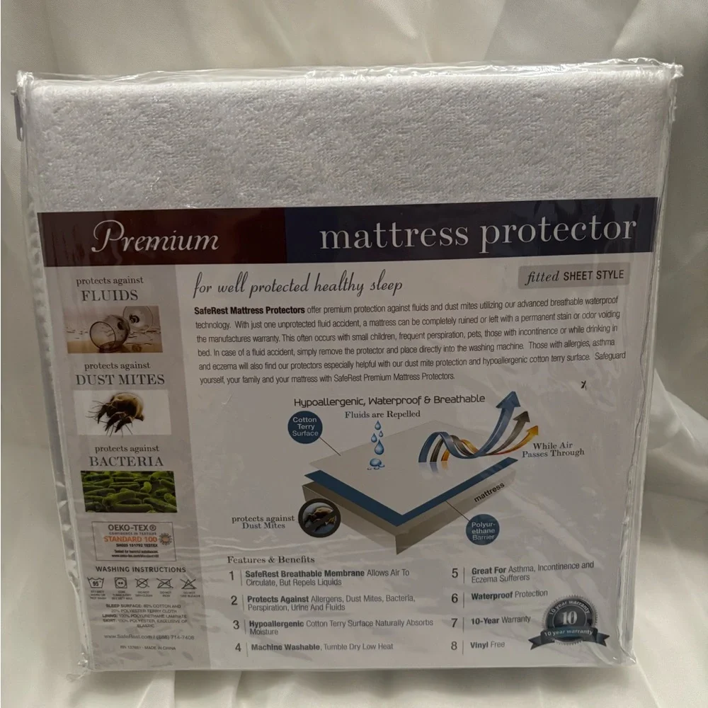 🌟 NWT SafeRest Premium Waterproof Twin XL Mattress Protector